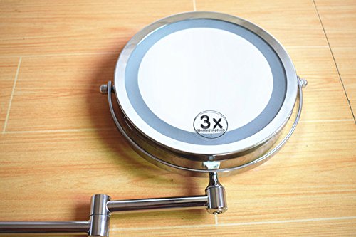 7″ LED Kosmetikspiegel 3fach+Nomal Doppelseitiger Beleuchtet Schminkspiegel zweiseitig Wandspiegel - 3