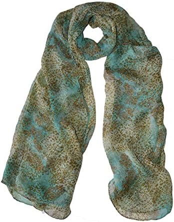 Luxury high quality Extra large Chiffon Leopard flower print scarf Green