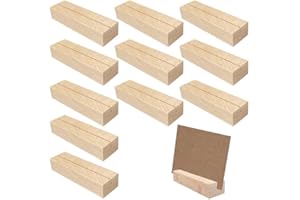 Uootach 12 Stück Kartenhalter Holz, 7cm Rechteck Menükartenhalter aus Buchenholz, Positionskartenhalter, Namensschild-Fotohalter, Fotoclip, Positionshalter aus Holz, für Hochzeiten, Restaurants