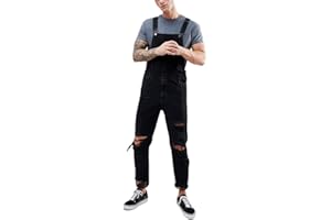 Pejihota Mono de mezclilla para hombre Saltorina negro Mono de moda Letras Ropa de trabajo ajustable Mono slim fit con bolsillos