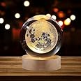 KRIVAZ Moon Crystal Ball 3D Moon Lamp Cosmic Orbs Crystal Ball Light with Wood Base Suitable for Home Bedroom Office Decoration Galaxy (Crystal Moon Light, led)