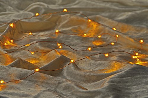 Preisvergleich Produktbild LED Kupferdraht Lichterkette mit 40 LEDs, batteriebetrieben. "unsichtbarer" Draht