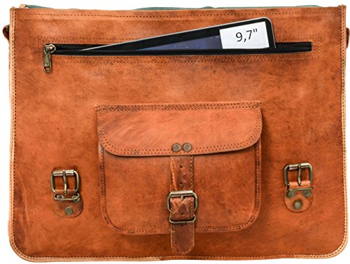 Gusti Leder nature „Tom“ Umhängetasche Laptoptasche 17 Zoll Vintage Notebooktasche Businesstasche Schultertasche Arbeitstasche Netbook Tasche Aktentasche Braun U27n-2 - 5