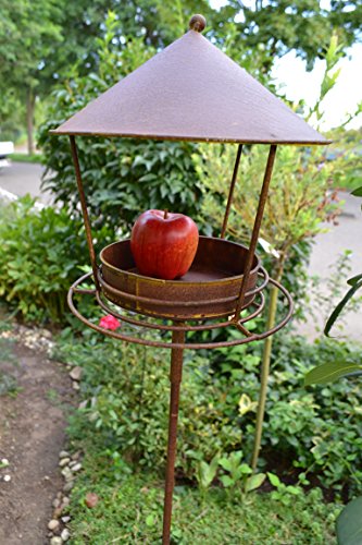 Gartenstecker 140 cm-Vogelfutterhaus – Futterstelle mit Haus und Körner-Wasserschale für Meisenknödel - 2