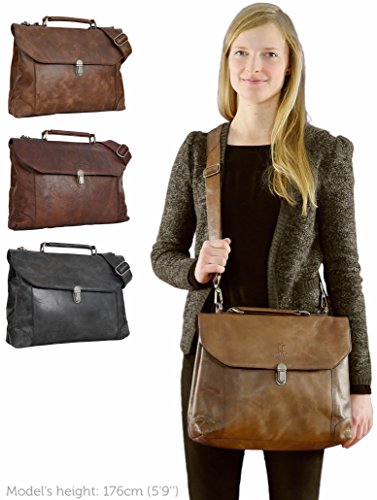 Gusti Leder studio „Rico“ große elegante Laptoptasche 12,1″ Arbeitstasche Wasserfester Innenstoff Lehrertasche Aktentasche Businesstasche Herrentasche Damentasche Rotbraun Braun 2B11-20-2wp - 2