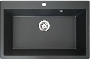 Essebagno Sierra évier 1 grande cuve seule 76x50 en résine noir