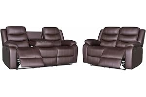 SOFAHEAVEN Roma Recliner Brown Bonded Leather 3+2+1 sofa - 3 Seater Suite For Living Room Furniture - 2 Seater Modern Sofa Set - (3+2 Seater)