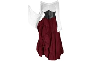Mcaishen Party Women's European and American Medieval Dress Long-sleeved Slim Evening Dress Renaissance Medieval Costume Halloween Role-playing Costume