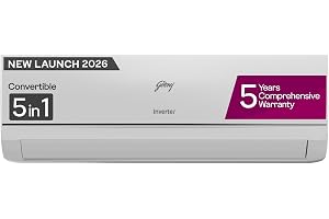 Godrej 1 Ton 3 Star Inverter Split AC with 5-In-1 Convertible Cooling | 5 Years Comprehensive Warranty| AI Powered | Heavy Duty Cooling at 52°C (AC 1T EC HIC 12Y3TH CA, White)