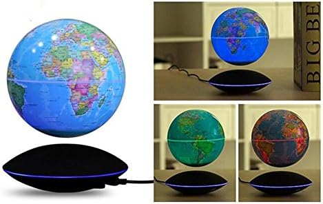 Magnetic levitating Colorful Automatic Light Touch 6 Inch Rotating Floating Globe Anti Gravity Educational World Map Home Office Decor , B