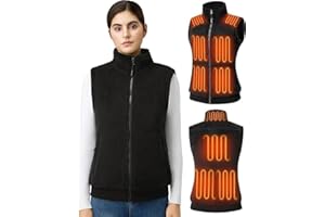 Topdot Fleece Heizweste Damen mit Powerbank 7.4V 16000mAh, 10 Heizzonen Beheizbare Weste mit 3 Temperaturstufen, Leichte Elektrische Beheizte Weste für Radfahren, Camping & Outdoor-Arbeit