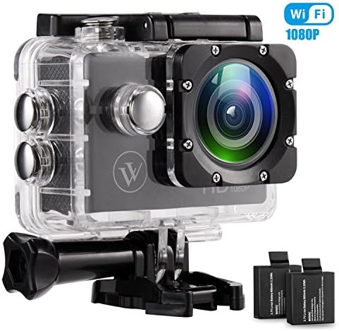 IMLVV 1080P Waterproof Wifi Action Camera 2.0 Inch Display 140 Degrees Wide Angle Lens Helmet Cams Two 900mAh Batteries and Mounting Accessories Kit (blackamoor)