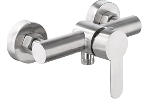 DAELESR Monomando Ducha, Grifo Ducha Baño de Pared Acero inoxidable 304, Mezclador Monomando de Ducha con Accesorios de Montaje, Grifo Ducha Bañera Mezclador Montaje en Pared para Agua Fría y Caliente
