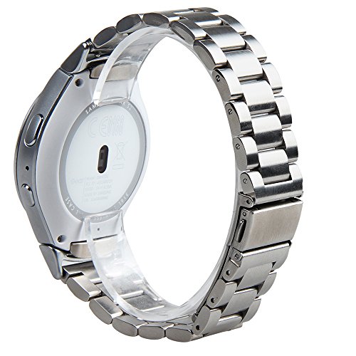 V-MORO Ersatz Riemen für Gear S2 Bänder, (Metall Silber) solider Edelstahl Metall Ersatz Band mit Adapter für Samsung Gear S2 Smart Watch - 2