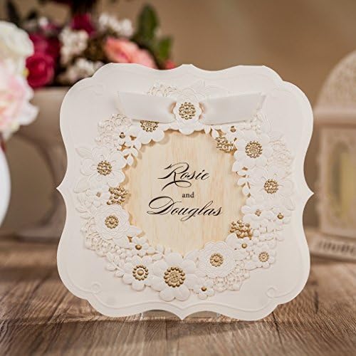 VStoy Newest Design White Laser Cut Wedding Bridal Shower Invitations Cards Birthday Engagement Graduations Invitations Baby Shower Invitations (20 pcs)