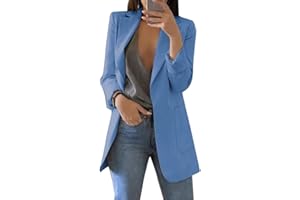 Minetom Femme Blazer Élégant Manches Longues Slim Fit OL Bureau Affaires Veste De Costume Devant Ouvert Manteau Cardigan Blouson Jacket
