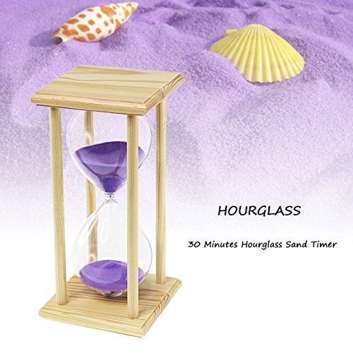 New Elegant Hand-blown Wood Stand Hourglass, 60 Minutes 1 Hour Sand Timer Home DÃƒÂ©cor for Xmas Birthday Gift (Purple) by Saibang - 2