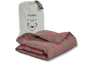 BLENKZ. Gewichtsdecke für Kinder | 3,5 kg | 100x150cm | 3-12jahre | Therapiedecke | Beschwerungsdecken | Schwere Bettdecke (Herz Braun Rosa, 3,5kg-100x150 cm)