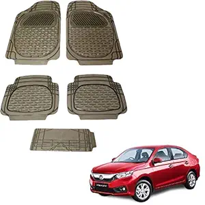 Autokaar PVC Car Foot Mat for Honda Amaze 2018 Onwards (Set of 5, Smoke)