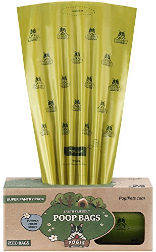 Pogi's Poop Bags - Bolsas para excremento de Perro - 500 Bolsas para despensas y Estaciones de residuos al Aire Libre - Grandes, Biodegradables, Perfumadas, Herméticas (Rollo Grande Único)