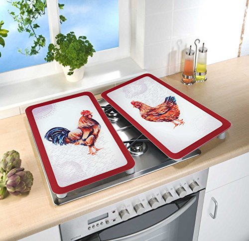 Wenko 2521471500 Herdabdeckplatte Universal Farm, 2-er Set für alle Herdarten, Gehärtetes Glas, 30 x 1,8-4,5 x 52 cm, mehrfarbig - 3