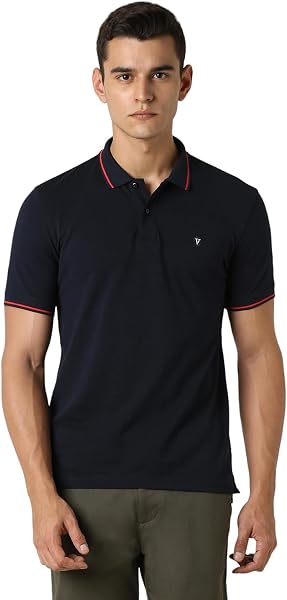 Van Heusen Men's Cotton Solid Regular Fit Collar Polo T-Shirt