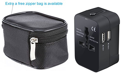 Reiseadapter, weltweit All in One Universal Power Konverter Wand AC Power Plug Adapter Power Plug Wall Ladegerät mit Dual USB-Anschlüsse für USA EU UK Aus Handy Laptop - 6