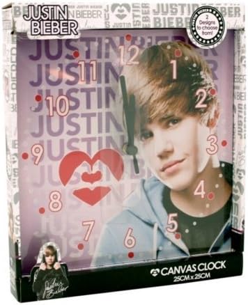 JUSTIN BIEBER CANVAS WALL CLOCK KIDS CHILDRENS BEDROOM PINK CLOCK