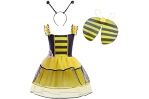 Lito Angels Kostium pszczoły miodnej, sukienka ze skrzydłami i opaską do włosów, dla dzieci, dla dziewczynek, rozmiar 4-10 lat