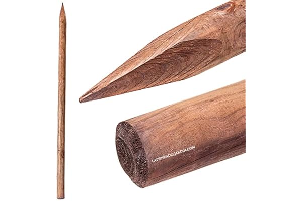 Suinga Tuteur en Bois 200 cm, diamètre 4 cm, Tuteurs avec Pointe, poteaux en Bois, piquets de Fixation, piquets de Jardin, Tuteurs pour Plantes