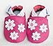 Soft leather baby shoes pink with white flowers
