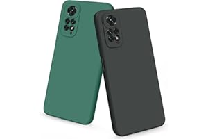 Oumida Funda Compatible con Xiaomi Redmi Note 11 / Redmi Note 11s Funda, Carcasa Suave TPU Silicona Caso Delgada Anti-arañazos Case con Tapete de Microfibra Anti-Choques, Negro/Verde Oscuro