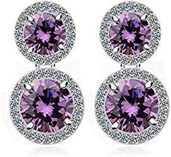 18ct White Gold Finish Earrings with AAA Quality Amethyst Zirconia