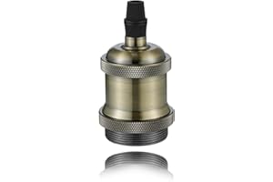 Vecys Vintage E27 Adaptateur Douille,Edison Suspension lampe,Solide Cuivre Céramique Douille pour Plafonds Bricolage Suspension Lampe（Bronze,1pcs）
