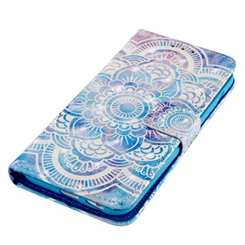KSHOP Für Samsung Galaxy A3(2017) Lederhülle Schutzhülle Full Body Schutz Tasche Case, Stilvoll Mode [Bunt Muster] Flip Wallet Case Slim PU Leder Cover Tasche Handy Case Schutz Hüllen im Bookstyle Handyhülle Ledertasche mit Stand Funktion Kartenfächer Magnetverschluss Magnet Etui Schale Schutzhüllen Handytasche Displayschutzfolie 3D geprägte Malerei 3D embossed painting + Metall Stift Stylus Pen Rose – Blauer Mandala Hena Indien - 4