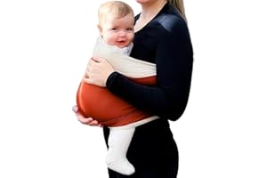 Fular Portabebe, TGKYK Suave Sling Bebe, Elástico Pañuelo Portabebe, Fular Porteo para Bebés y Recién Nacidos Desde el Nacimiento 3-16 kg (Naranja + Beige)