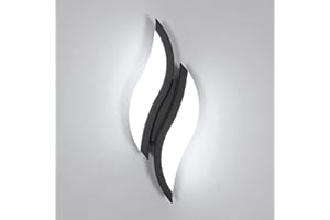 Goeco Aplique de Pared Interior 12W Lámparas de Pared Modernas en Forma de Hoja Luz Blanca Fría 6500 k in Acrílico para Dormitorio Pasillo Sala de Estar, Negro