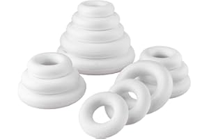 MCE-Commerce A3190214 Anneaux en polystyrène 5 x 7,5 cm, 4 x 10 cm, 3 x 12 cm, 1 x 15 cm, 1 x 17 cm, blanc, 7,5 cm, 10 cm, 12 cm, 15 cm, 17 cm