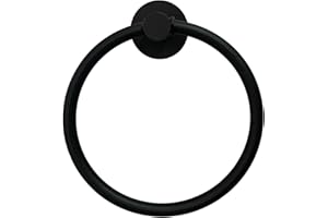 JUNMOXIAO Self Adhesive Towel Ring for Bathroom, Stainless Steel Adhesive Hand Towel Holder, No Drilling Modern Hand Towel Hanger, Brushed Black Ring