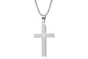 Tsathoggua Collier avec pendentif en forme de croix pour homme et femme – Pendentif en forme de croix avec chaîne en acier titane de 3 mm de large – 60 cm – Pièce classique et polyvalente