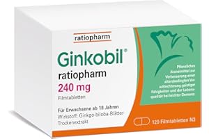 ‎RATIOPHARM Ginkobil® ratiopharm 240 mg Filmtabletten stärken die Gedächtnisleistung und Konzentrationsleistung* mit dem Extrakt aus Ginkgo biloba, 120 Filmtabletten