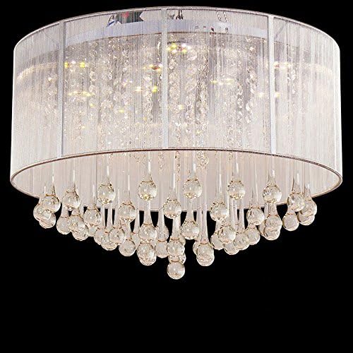 Crystal LED Ceiling Light Pendant Lamp Chrome Feature Lighting Pendant Lamp with Drum Shape Lampenschirm Adjustable Height Ceiling Lamp 4 Lights Chandelier Modern Pendant light deco for living room bedroom dining table bedroom Dimmer Switch