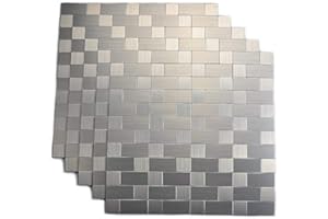 Yipscazo Peel and Stick Tile Backsplash, Stainless Steel Stick on Tile for Kitchen Wall
