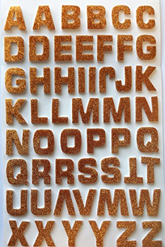 Glitterati 52 Foam 3 D effect Self Adhesive Large Gold Glittery ALPHABET/LETTER Stickers