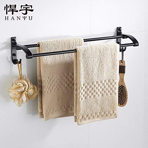 Handtuchhalter, Edelstahl, Bad, Geeignet für Badezimmer und Küchen, Haoyu Handtuchhalter Doppelstange frei Stanzen Handtuchhalter Raum Aluminium schwarz Bad Handtuchhalter Badaccessoires