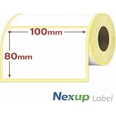 Nexup Label - 100x80 mm Termal Etiket, Barkod/Adres/Kargo Termal Etiketleri, Zebra ve Diğer Yazıcılarla Uyumlu