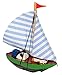 Produktbild 1 Stück _ Segelschiff Schiff - " blau Streifen " - Boot aus Holz - Miniatur Fregatte - Diorama - z.B. für Puppenstube Küche - Maßstab 1:12 Puppenhaus / Segelboot / Fischerboot _ Yacht - Schiffsreise / Schifffahrt Kreuzfahrt - Schiffe 1 Master