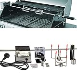 Lieferumfang: 1 x Drehspieß, 2 x Halterungen, 1 x Motor, 1 x Halterung am Grill und 1 x Gegengewicht, 2 x Führungsring, OHNE GRILL