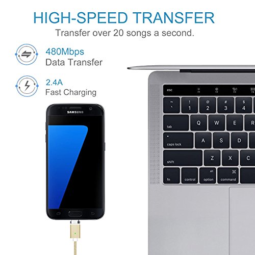 Magnetische Mrico USB Ladekabel Datenkabel, TUOYA 1 M Micro USB Magnet Ladekabel Kabel Charger Lade Kabel Netzteil Adapter High Speed Sync und Schnellladekern mit LED Statusanzeige für Android Smartphones, Samsung Galaxy S7 Edge S7 S6 S5, HTC, Sony, Nexus und mehr ([2 Pack*Gold]) - 2