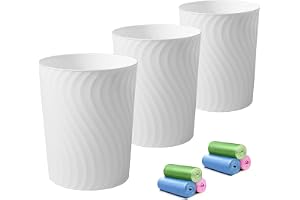 YGJT Liten papperskorg, 3-pack 1,8 liter badrum papperskorg, smal avfallskorg, rund sopkorg, soptunna i plast för kök, sovsal, sovrum, kontor, vardagsrum, arbetsrum, kompakta utrymmen